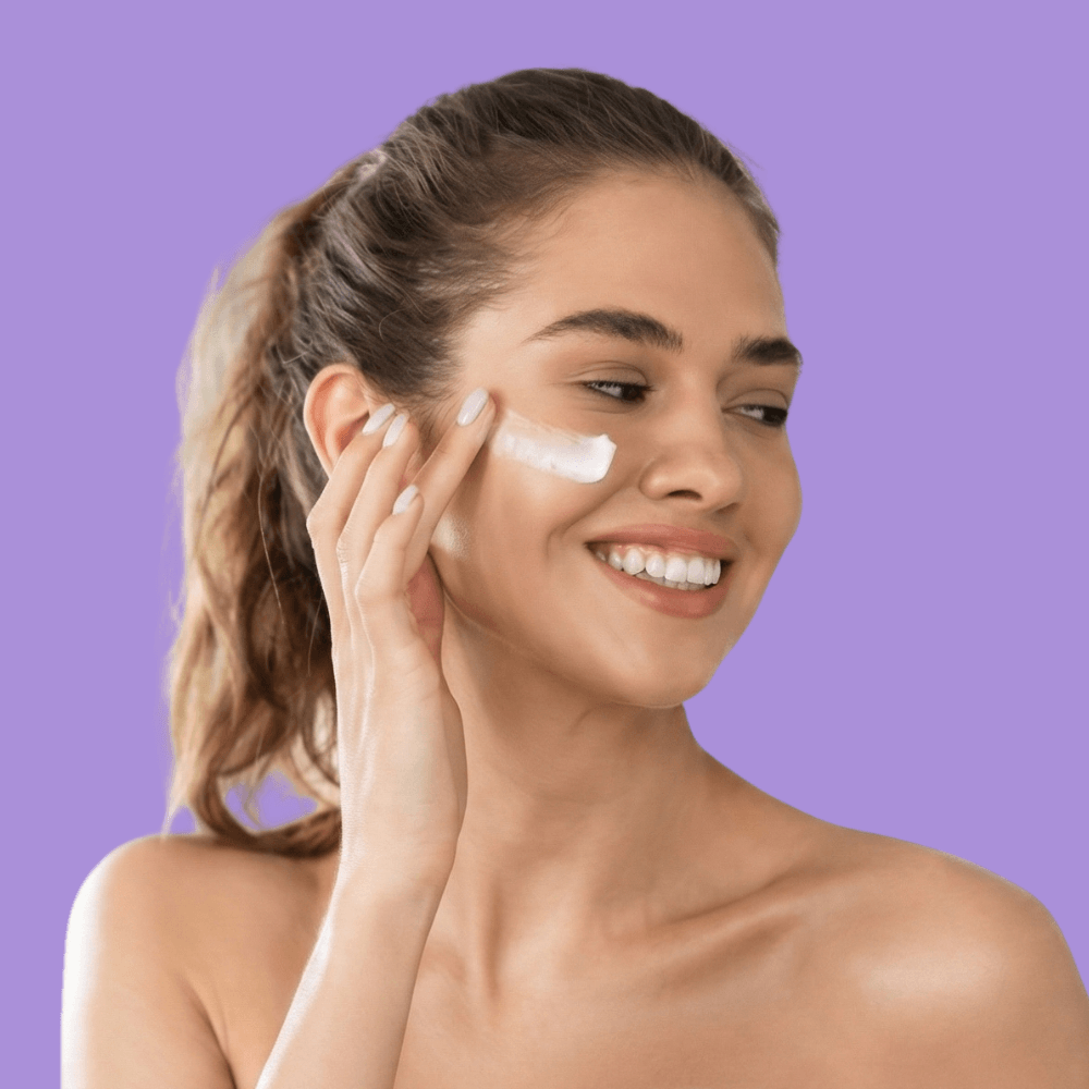 Clean beauty face moisturizer with a smooth cream texture, designed for normal to dry skin.