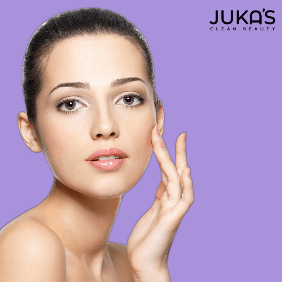 Woman showcasing radiant skin with Jukas Clean Beauty's best skin care products for a glowing routine.