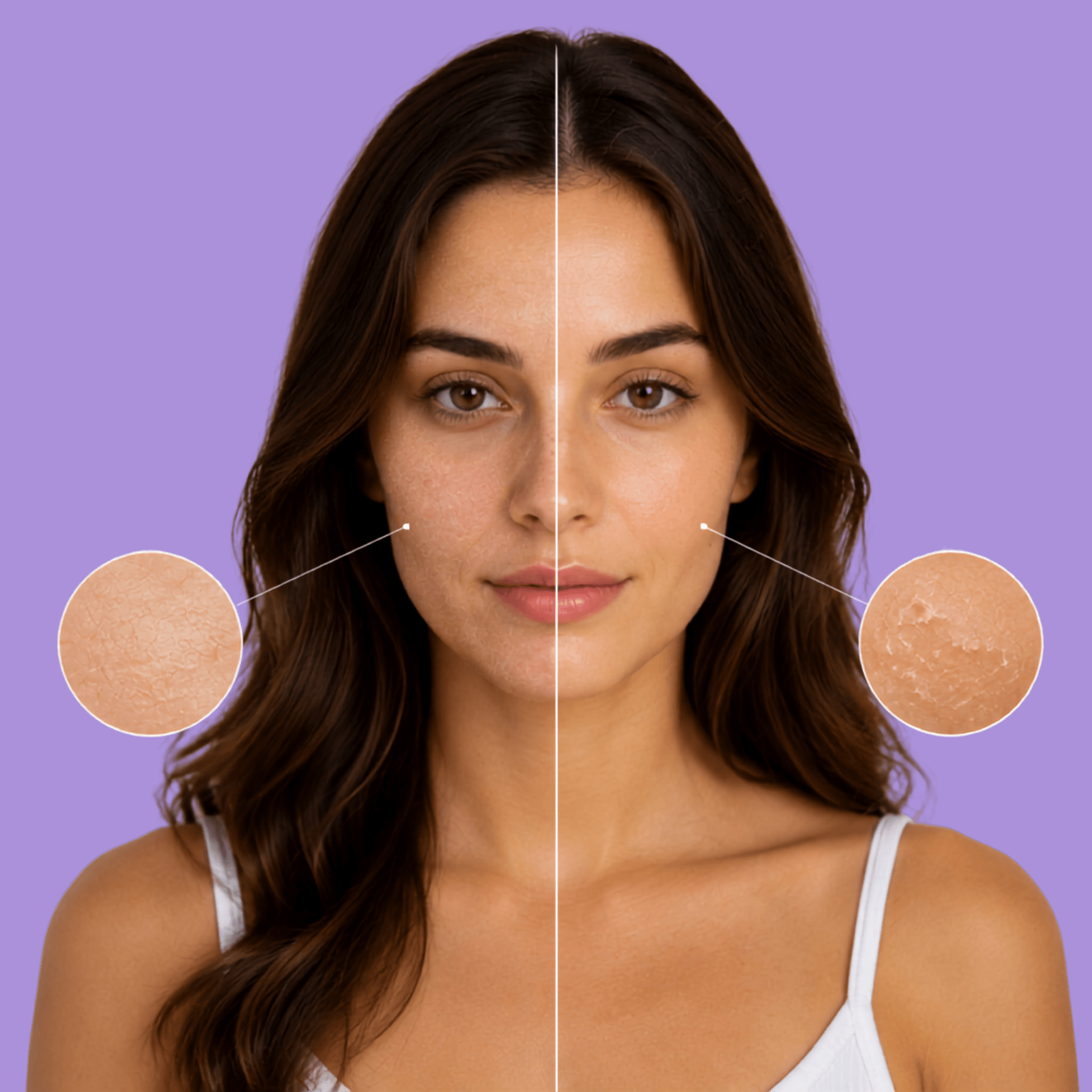 Dehydrated skin vs dry skin comparison showing causes, symptoms, and treatment tips.