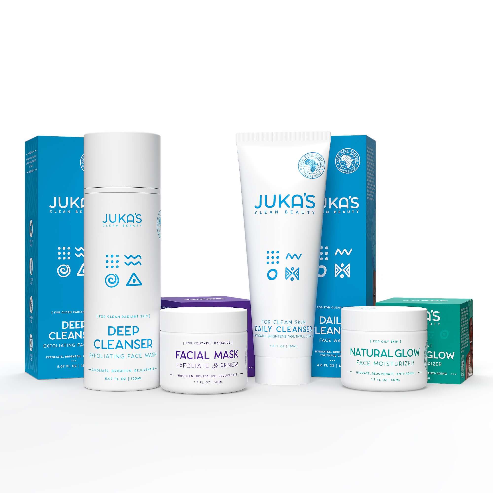 Kit skincare for oily skin by Juka's Clean Beauty with cleanser, toner and moisturizer set