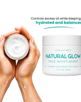 Natural Glow Face Moisturizer skincare product and application demonstration